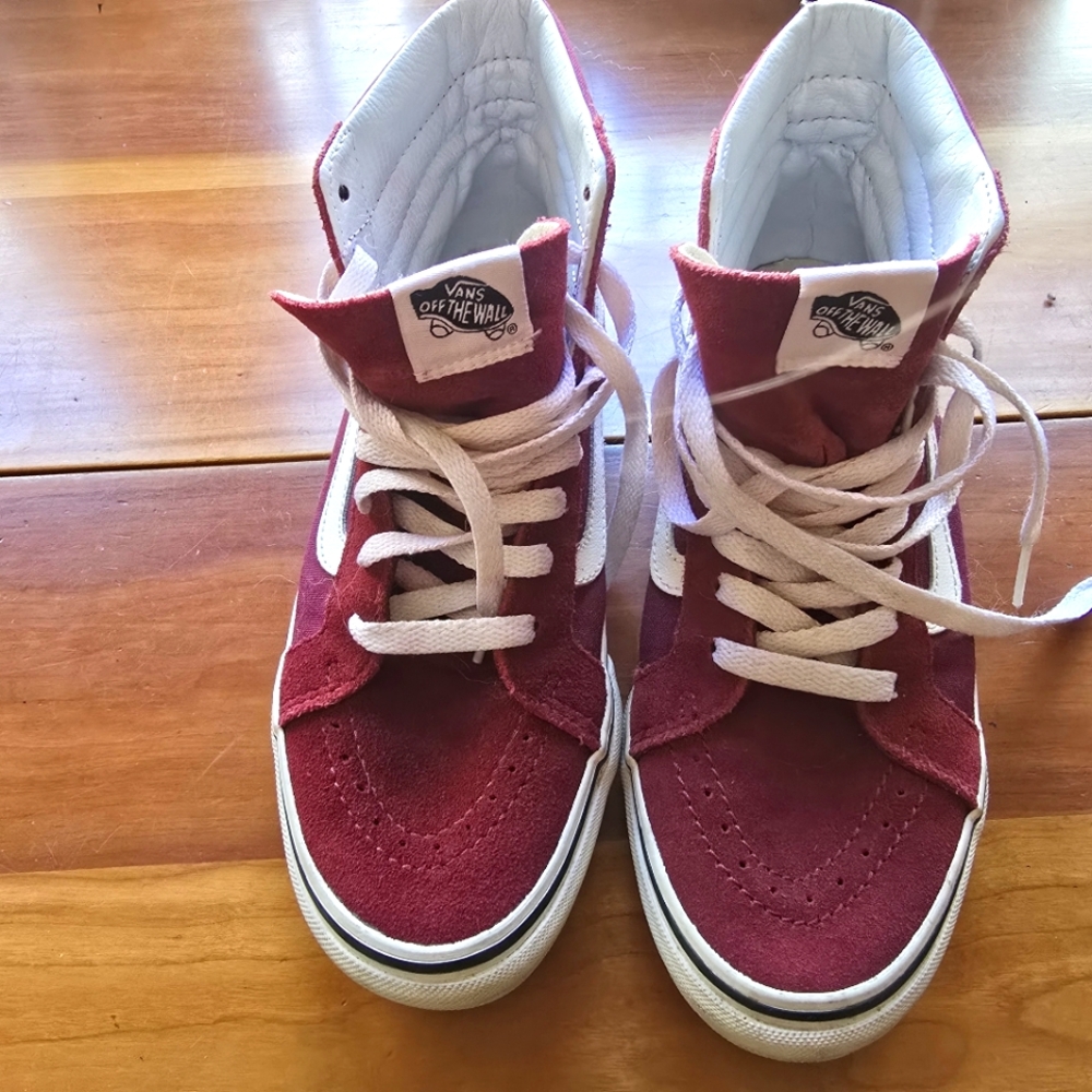 Vans Off the Wall Men 7.5 Women 9 Sk8 Shoes Burgundy High Top - Port Royale